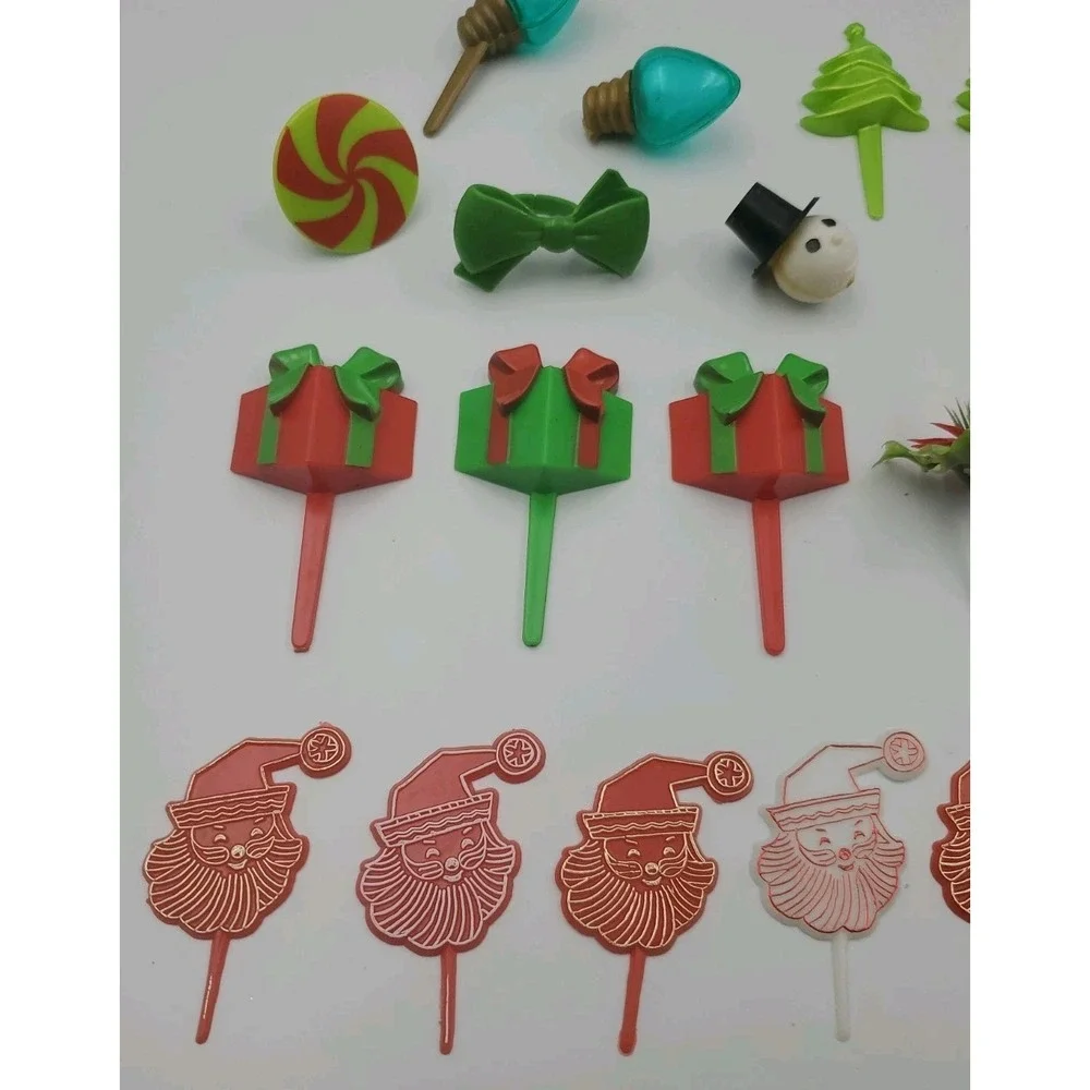 Vintage Lot Of 25 Christmas Holiday Cupcake Picks